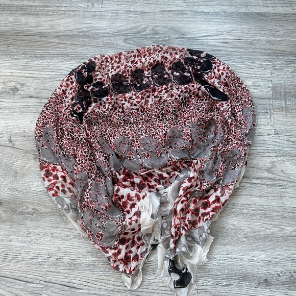 Zadig & Voltaire Accessories - Zadig & Voltaire Red, Black & Gray Printed Silk Scarf